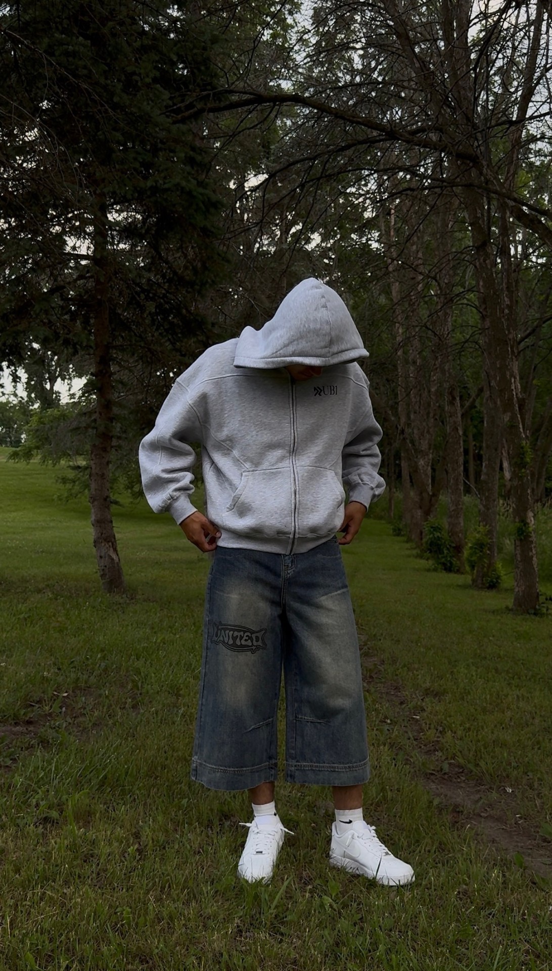 UB1 grey zip hoodie & United jorts